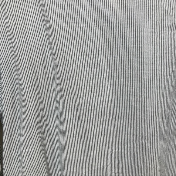 Chico's Blouse Ruffle Striped Button Up Shirt Blue White Long Sleeve Sz 3 Cotton - Picture 6 of 16